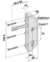Serrure de portail métal ou PVC en retrait Pour cadre de 50 x 30 mm et 50 x 40 mm